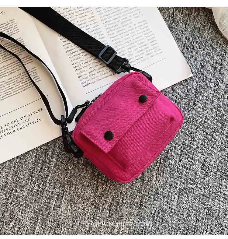 hot pink Monsisy мальчик Холщовая Сумка для девочек кошелек и Handag Детский кошелек Детская сумка через плечо маленькая сумка для мелочи Сумочка для денег для малышей Obag - Цвет: hot pink