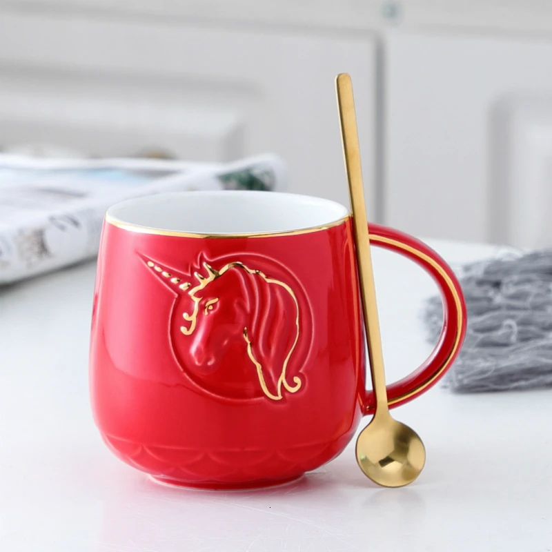 Ceramics Coffee Mug Creative Unicorn Pattern Cappuccino Latte Art Milk Cup Practical Lovers Office Afternoon Teacup | Дом и сад