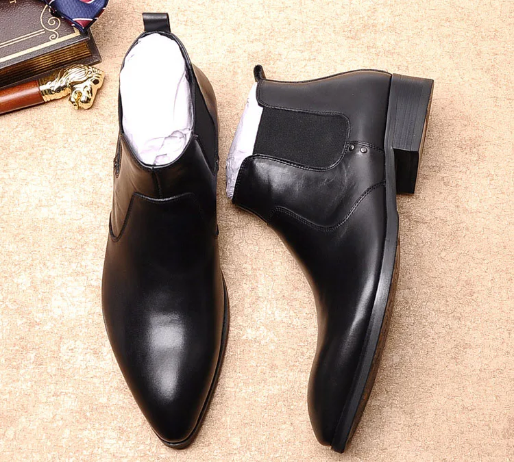 QYFCIOUFU/новые ботинки Челси Мужские модные ботильоны из натуральной кожи Цвет