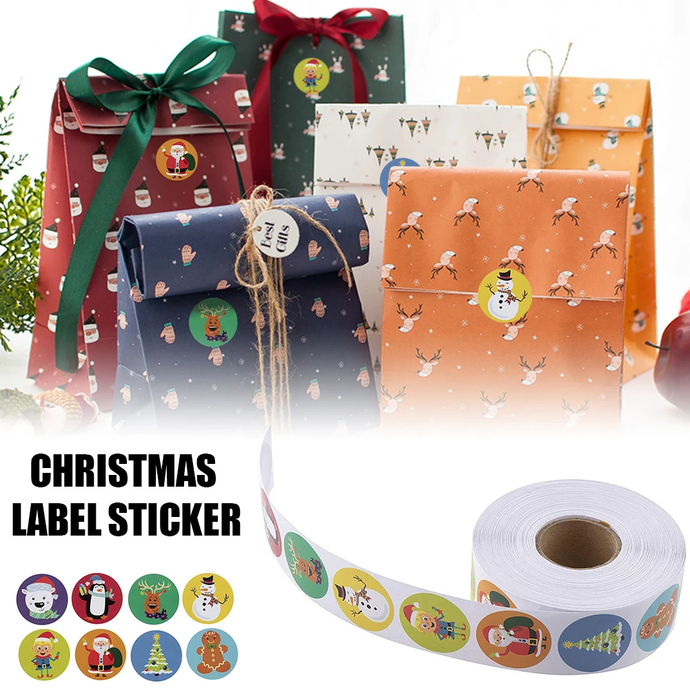 

500PCS Christmas Gift Packaging Label DIY Sticker Cartoon Snowflake Decorative Sticker High Quality Kraft Printing Greater