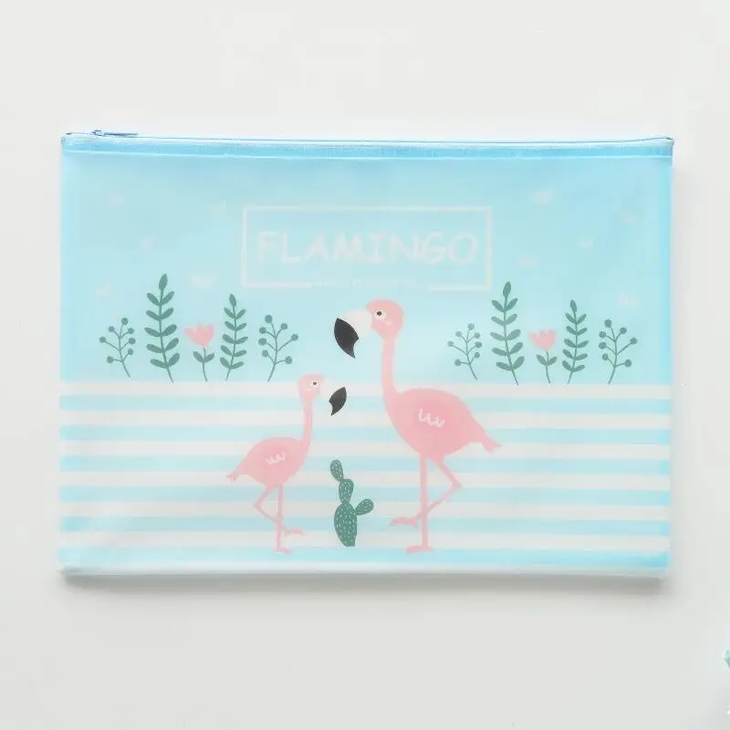 Kawaii креативный Фламинго A4/A5/B6/мини Водонепроницаемый Настольный Органайзер Сумка для документов папка для файлов ПВХ жесткий чехол для хранения канцелярских принадлежностей - Цвет: A4  Blue Flamingo