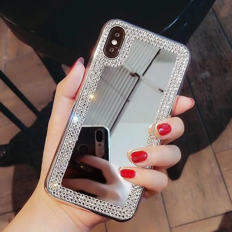 Роскошный зеркальный чехол с бриллиантами для iPhone 4 5 6 6S 7 8 Plus X XS 11 Pro MAX XR 3D