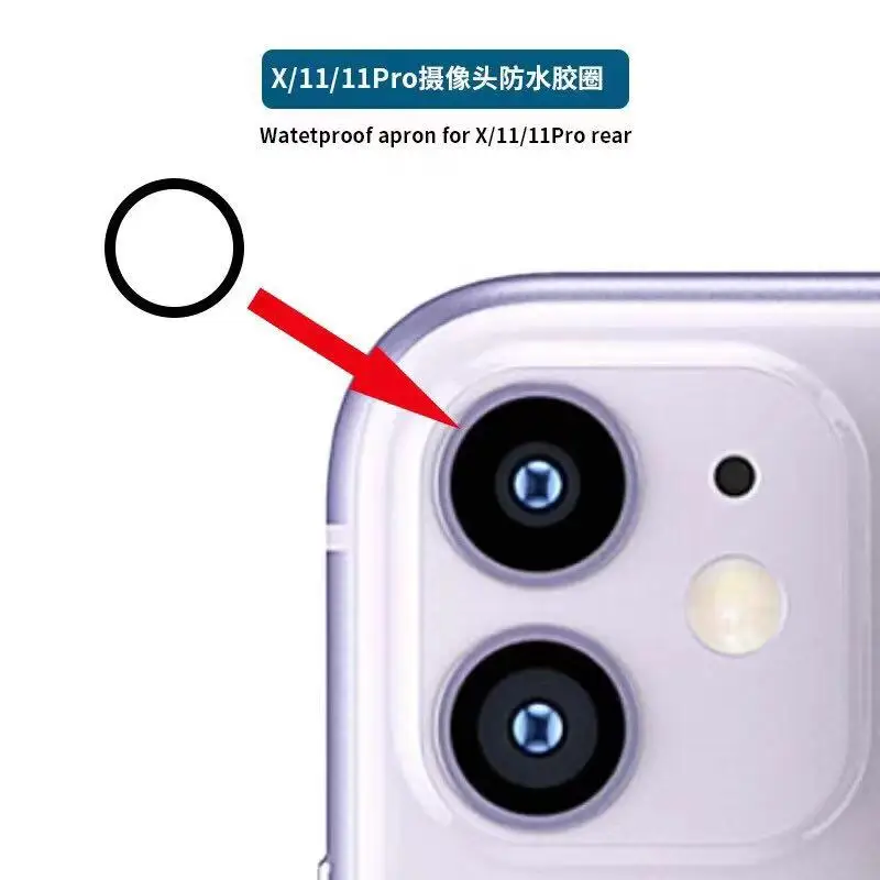 

100pcs Waterproof Rubber Ring For iPhone 12 11 Pro Max Solve Back Camera Lens Sinking Problem After Changing Big Hole Back Glass