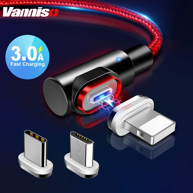 Магнитный кабель Vanniso для iphone X Xr Xs Micro usb Type C быстрая зарядка 3 а 1 м 2 м|Кабели