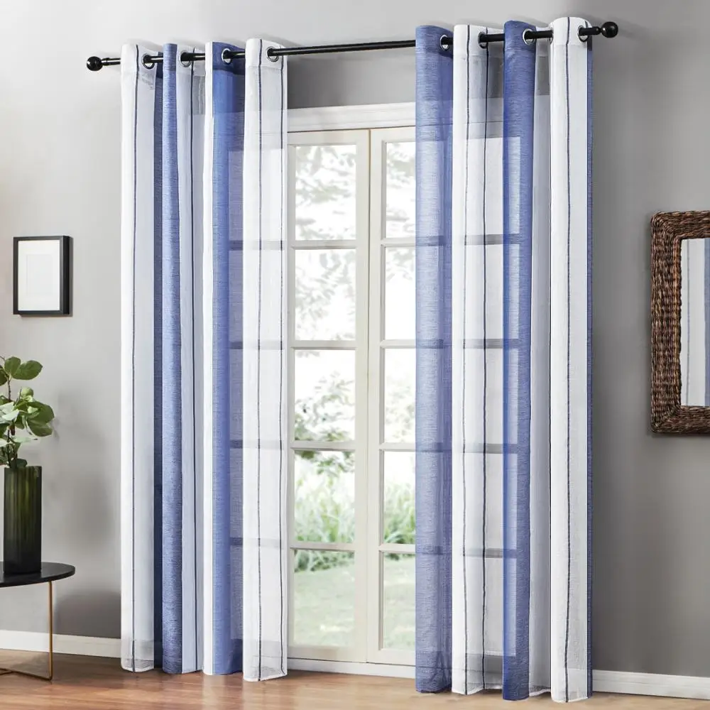 Topfinel Чистый полосатый узор тюль шторы для спальни Тюль кухни Занавески гостиной