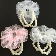 Ramillete de muñeca para dama de honor y niña, cuentas de perlas artificiales, pulsera de flores de hilo de red, decoración para fiesta de graduación, bricolaje