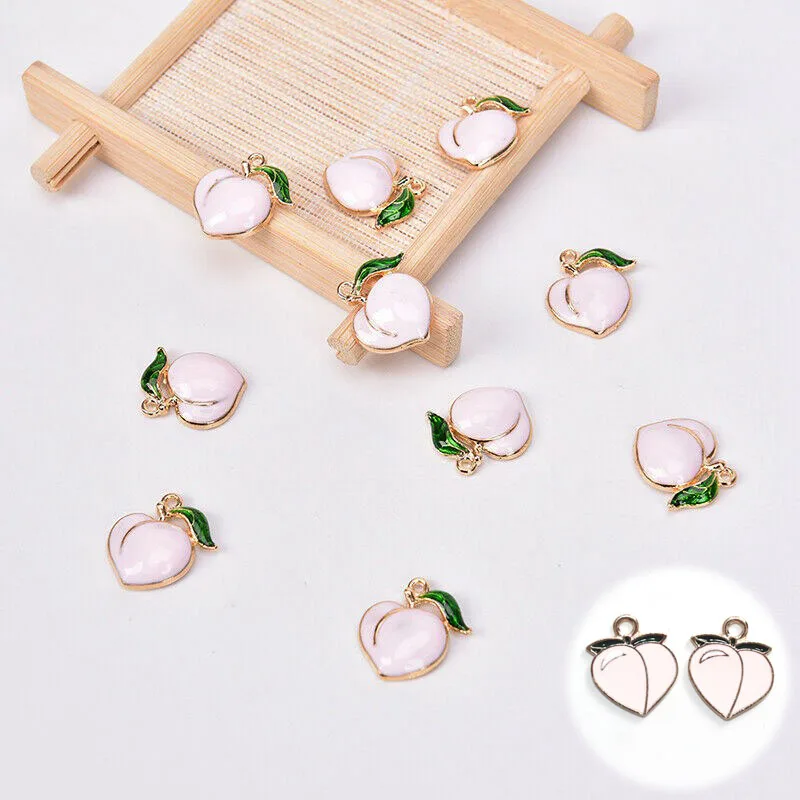

Fruit Peach Enamel Pendant Jewelry Findings Alloy Charms DIY Craft 10PCS