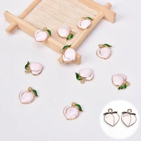 fruit peach enamel pendant jewelry findings alloy charms diy craft 10pcs
