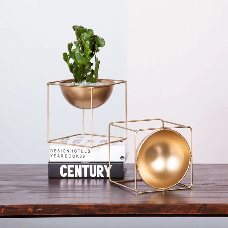 Современный Креативный Золотой Железный Художественный Цветочный горшок для