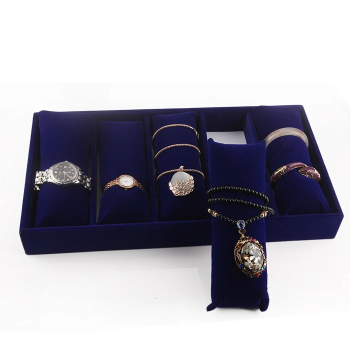 Съемная панель для подушек с 5 отделениями для хранения часов, из велюра, для ювелирных изделий и браслетов.