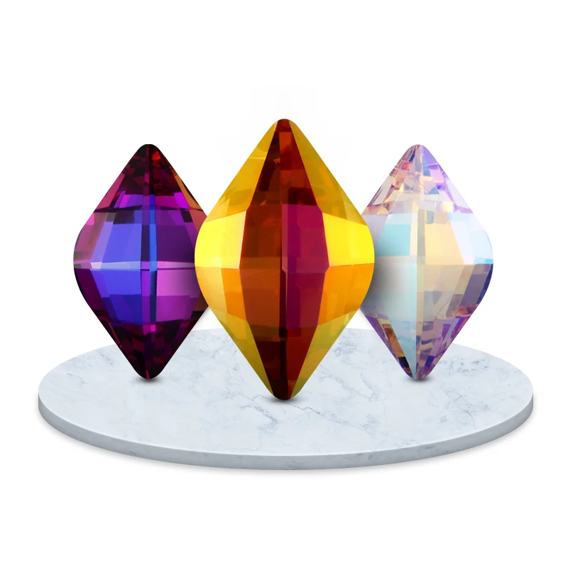 

10pcs 9x14mm Lemon Pointback Metallic Shimmer K9 Glass Fancy Crystal Rhinestones for Christmas Clothing Crafts Jewelry Bags Shoe