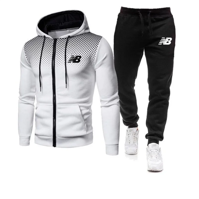 

2021 men's zipper Hoodie + sports pants, sports suit, jogging, spring and winter new collection men's suit
