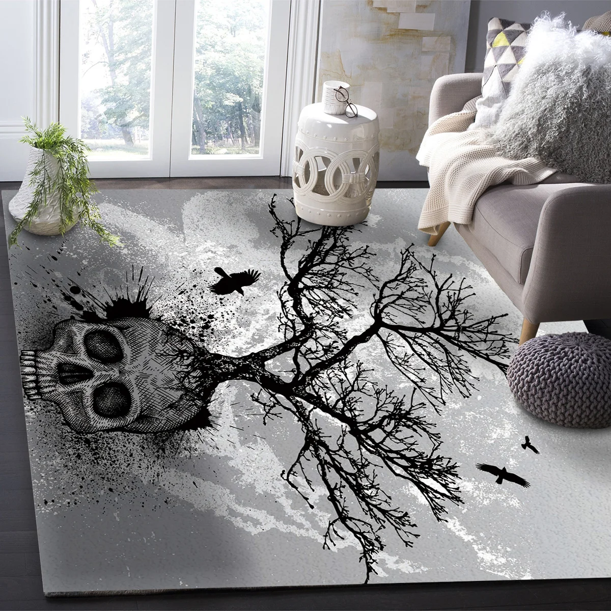 Skeleton Tree Branch Bird Skull Pattern Carpets for Living Room Bedroom Area Rug Kids Play Mat 3D Printed Home Large Carpet | Дом и сад