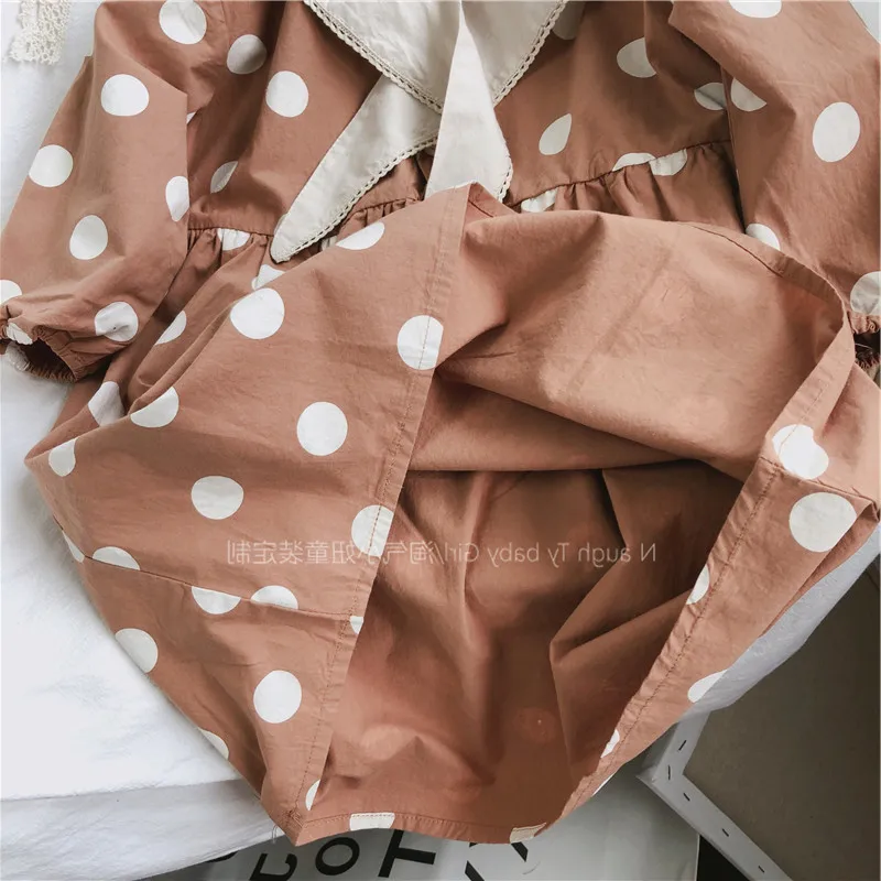 Mihkalev Cute baby girl dress spring 2021 Polka dot Kids clothes girls long sleeve for children cotton clothing 2T | Детская одежда и