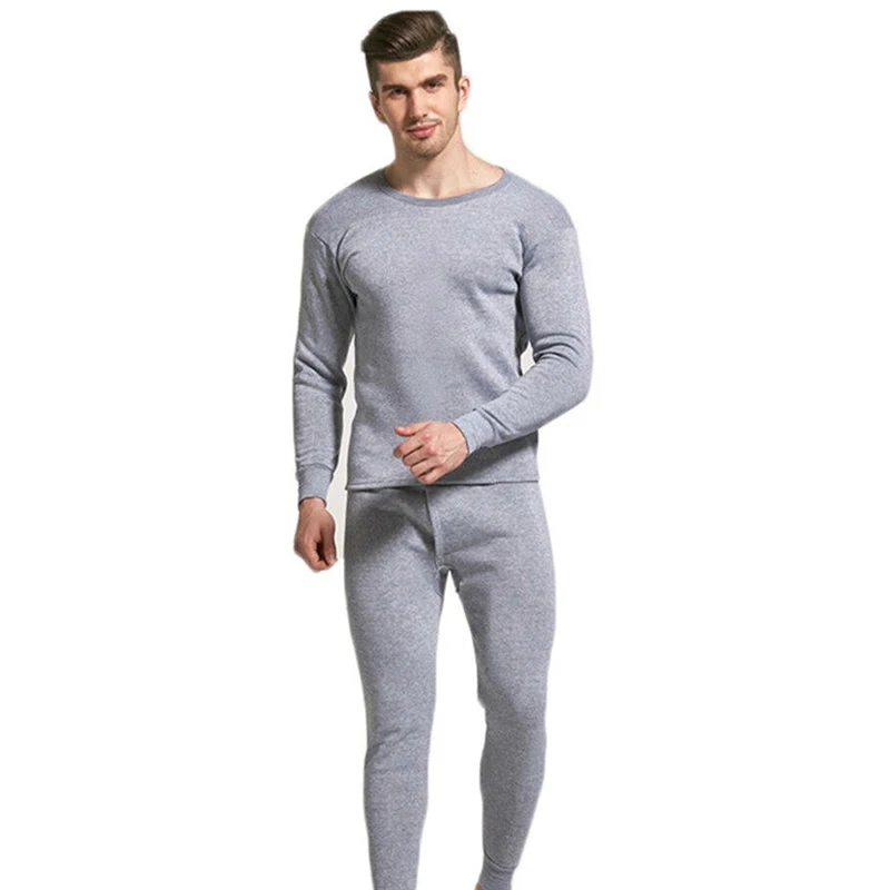 

Newly Men Seamless Elastic Warm Velvet Inner Wear Thermals Underwear Pajama Set for Home m99