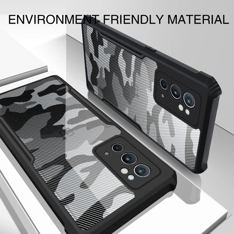 Rzants For Oneplus 9RT Case Camouflage Military Design Shockproof Slim Crystal Clear Cover Casing