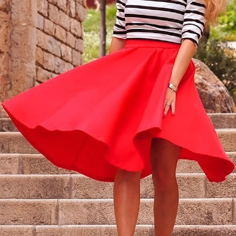 Летняя Осенняя плиссированная юбка с высокой талией женская элегантная