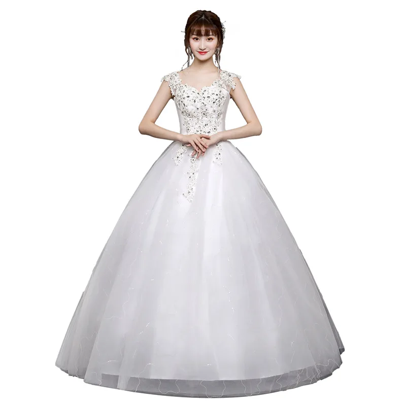 

Popodion Plus Size Wedding Dress Wedding Dress Bride Dress Rhinestone Wedding Gowns WED90533