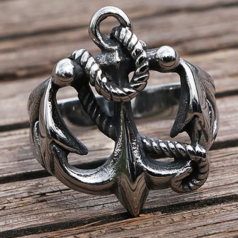 Классическое анкерное кольцо для мужчин 316L из нержавеющей стали панковские