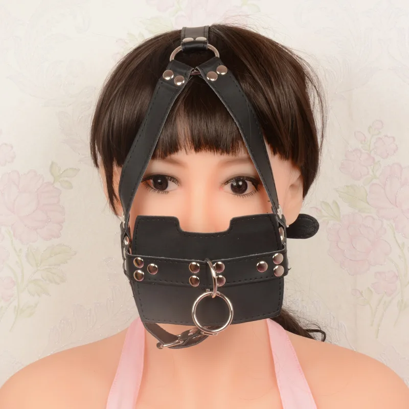 Секс-БДСМ Связывание шестерни черные кожаные лошади маска рот пробка страсть