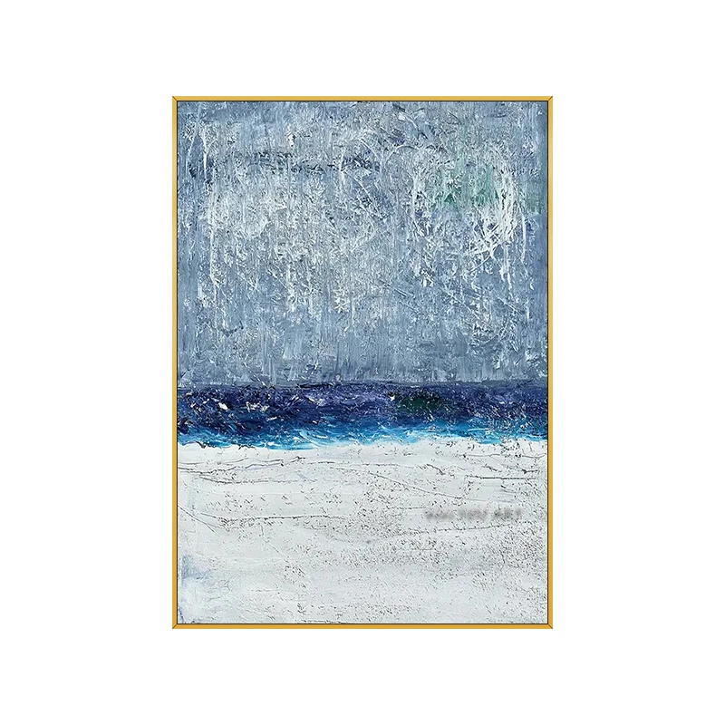 

Abstract Blue White Landscape Canvas Posters Handmade Golden Wall Pictures for Living Room Bedroom Aisle Scandinavian Home Decor