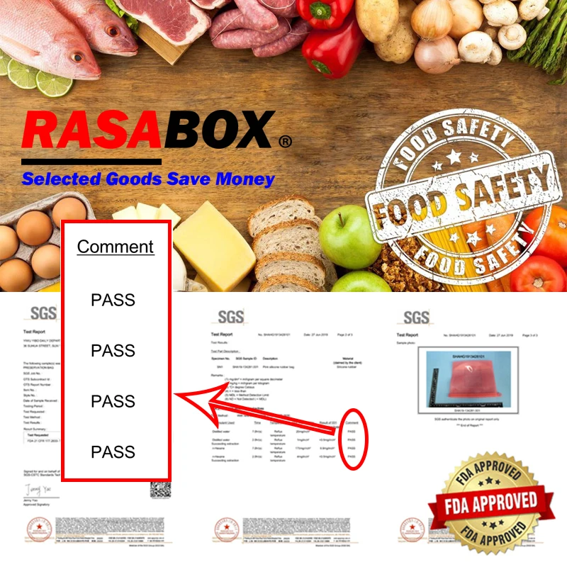 RASABOX-хранение и организация кухни, многоразовые контейнеры для хранения еды, силиконовый мешок с зажимом мешки для еда овощи мясо