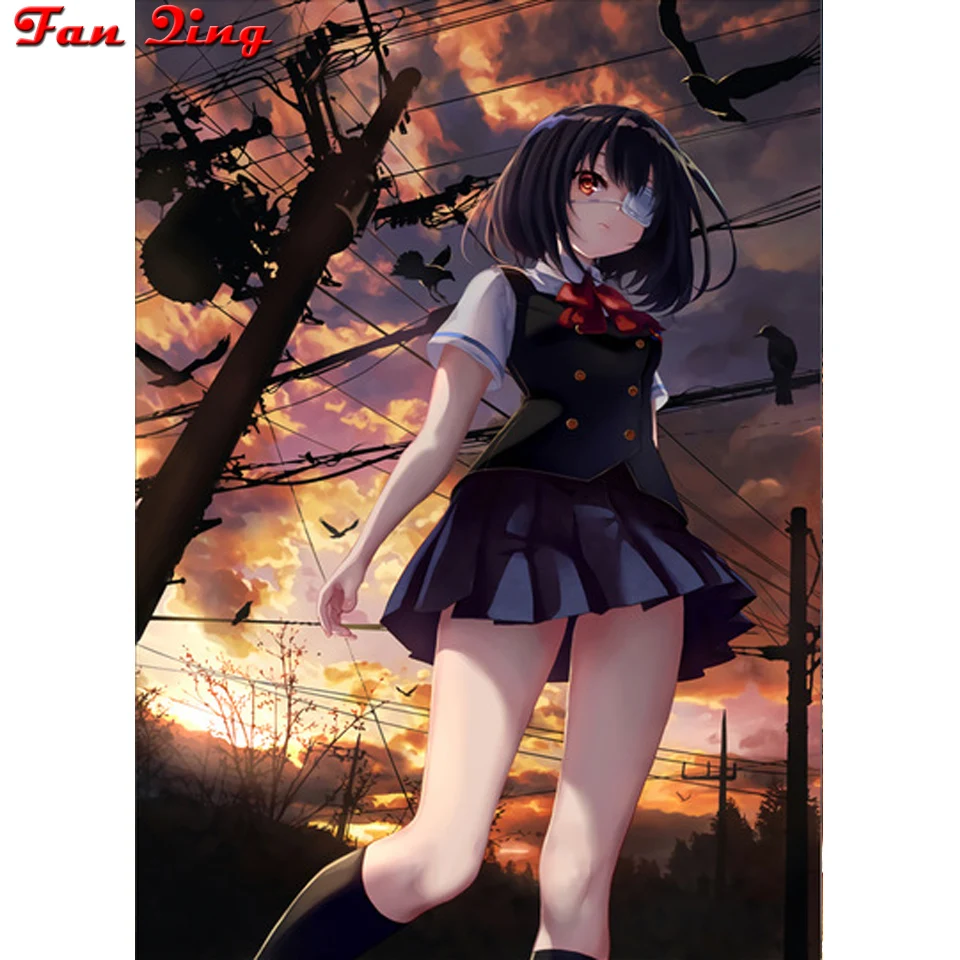 

5D DIY алмазная живопись аниме постеры девушка на закате полный квадрат/круглая Стразы Вышивка мозаикой крестиком