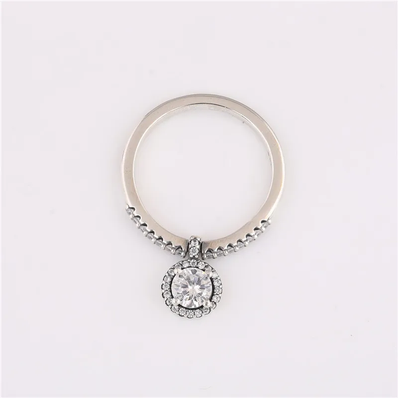 Кольцо из стерлингового серебра 925 пробы Белый Циркон CZ Ослепительная подвеска