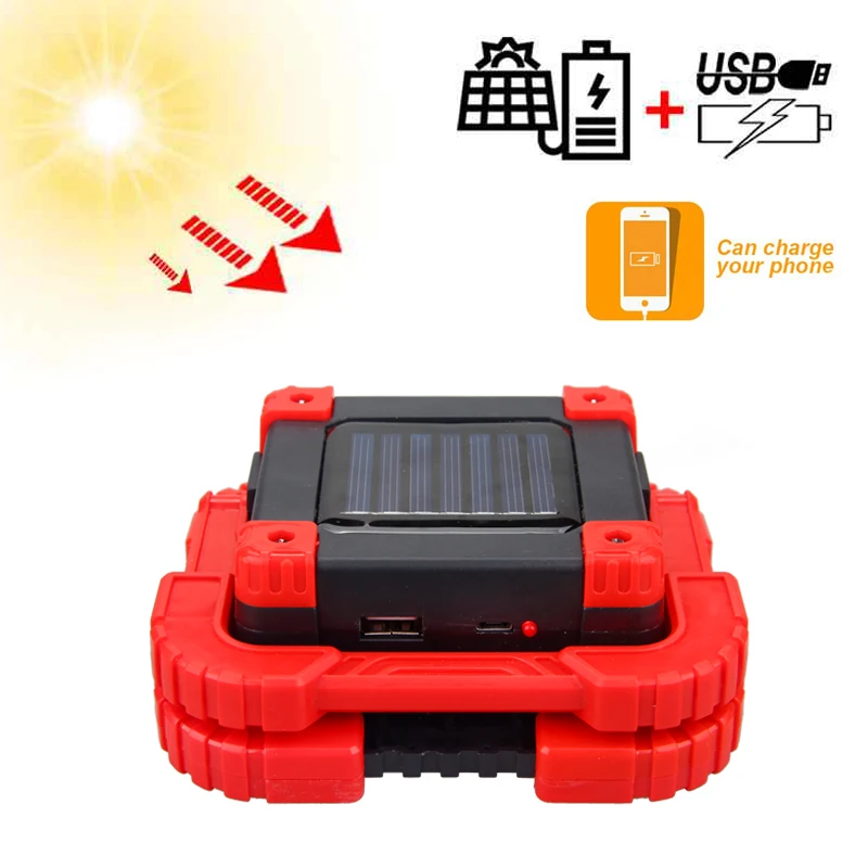 10W 1000lm Solar COB Led Portable Spotlight Super Bright Work Light Rechargeable for Outdoor Lampe Flashlight | Лампы и освещение