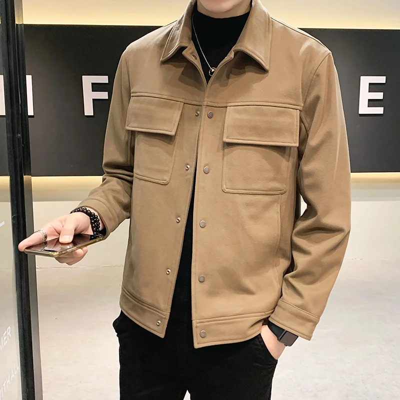 

Autumn Men Winter Fashion Casual Wool Blends Coats Male Solid Short Casual Jackets Mens Woolen Windbreaker Outwear O667