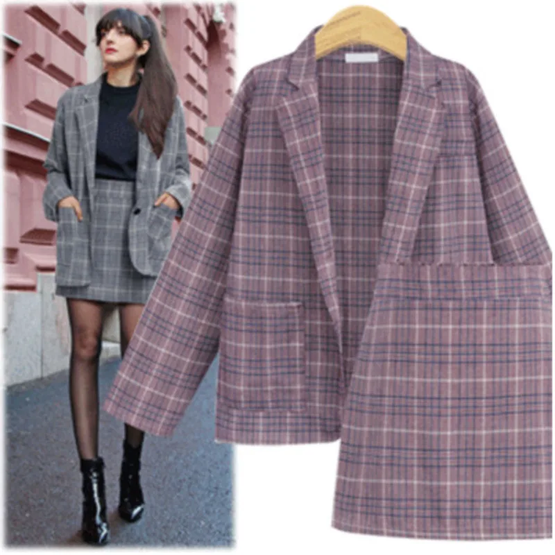 DEAT 2020 новинка Весенний костюм воротник в клетку Блейзер облегающая юбка для