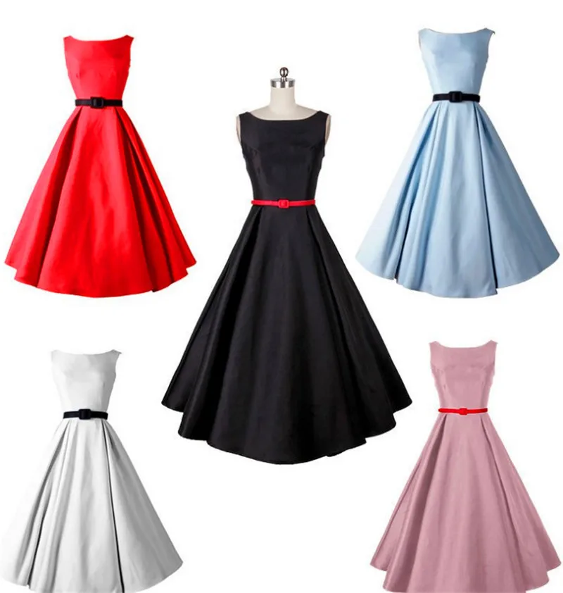

Vintage Classic One-piece Dress Fashion Vintage Dress Women Solid Color Large Dress Dress Sleeveless Vest Vestidos Verano 2020