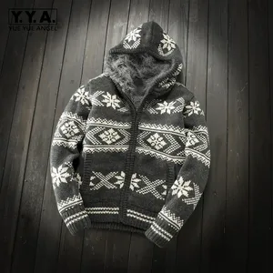 Мужской кашемировый свитер с капюшоном, на флисовой подкладке, Осень-зима