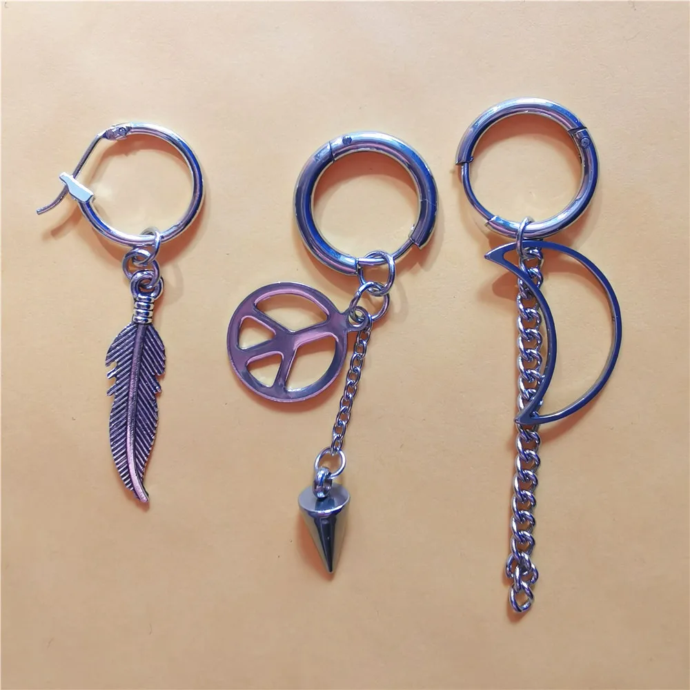 KPOP корейские серьги с крыльями из нержавеющей стали листьями и перьями Длинные