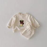 2021 autumn new baby girl outfits cute cake bear print infant tracksuit boys sweatshirtpants 2pcs suit toddler kids clothes set