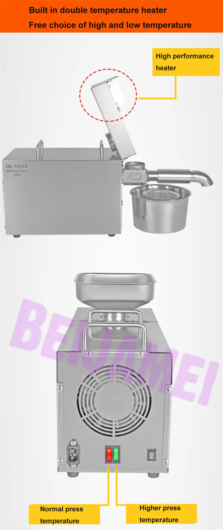 BEIJAMEI Automatic Commercial Oil Press Machine Multi-Function Sesame Health Oil Presser Peanut Oil Cold Pressing Machine