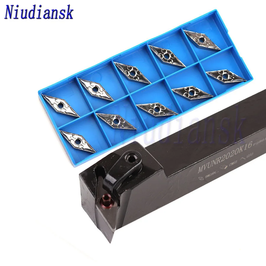 

10pcs Carbide Inserts VNMG1604 CNC Lathe Tools + 1pc MVUNR2020K16 MVUNR2525M16 Outer Circle Turning Tool Holder MVUNL Arbor Suit