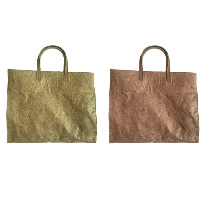 

ASDS-Kraft Paper Shoulder Bags,Solid Casual Tote,Big Capacity Travel Handbags for Women,Vintage Shopping Pack