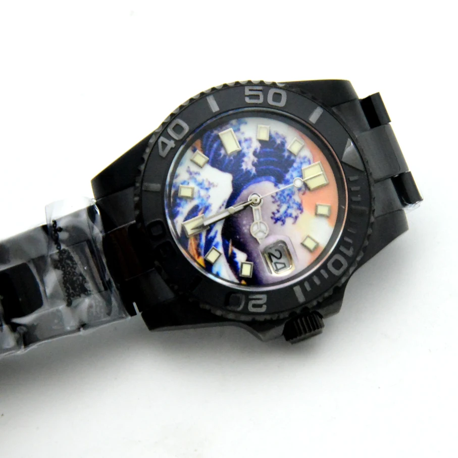 

Kanagawa Surf Super Men's Automatic Mechanical Watch Ceramic Bezel Black Coated Stainless Steel Case