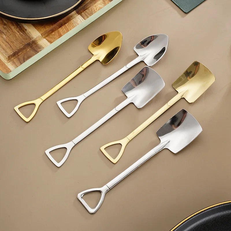 

Stainless Steel Ice Cream Spoon Creativity Sapper Shovel Coffee Teaspoons for Kitchen Funny Tableware Fashion Bar Gadget