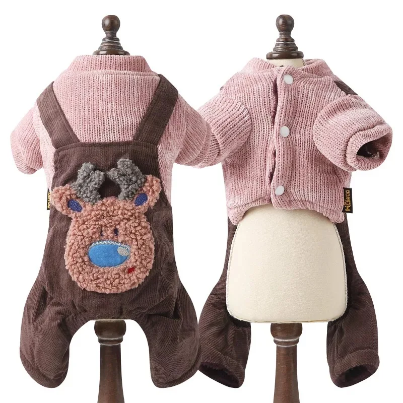 Зимняя одежда для собак с оленем хлопковая куртка пальто теплая маленьких свитер