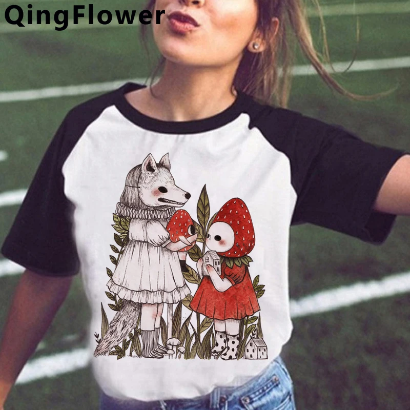 

Kawaii Mushroom summer top t-shirt women couple clothes graphic tees women print casual grunge summer top clothes