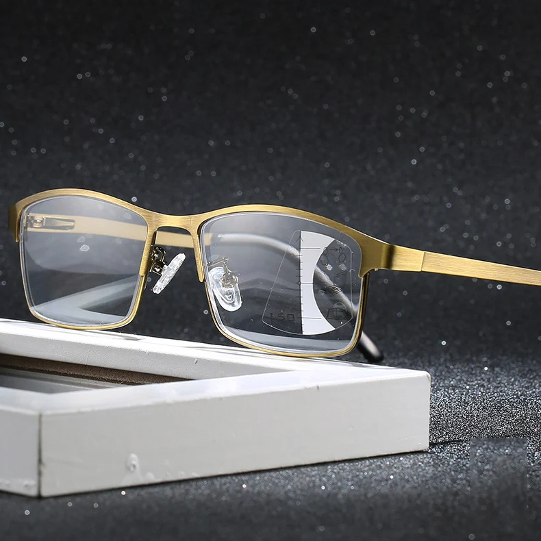 Винтажные мужские бронзовые квадратные прогрессивные Мультифокальные очки для