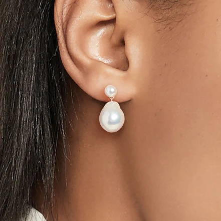 Женские серьги подвески из нержавеющей стали с бусинами и пресноводным