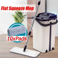 hand free wringing flat squeeze mop and bucket magic house wooden floor cleaning wet dry spray lazy mop with microfiber pads