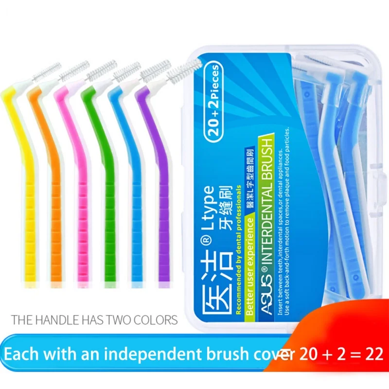 

20Pcs/box Toothbrush Braces Cleaning Interdental Brush Hot sale L-shaped Push-Pull Interdental Brush Oral Care Kit