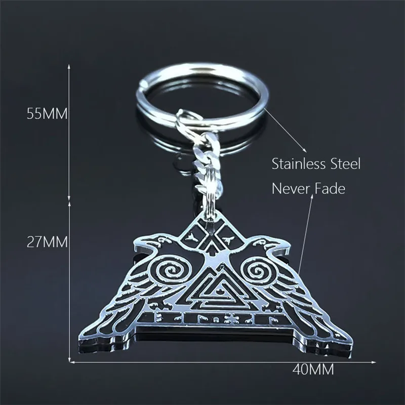 

2021 Viking Mountain Crow Stainless Steel Chain for Pants Women/Men Silver Color Keychain Jewelry llaveros para hombre N4075S02