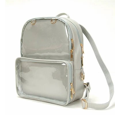 gray Kawaii прозрачная сумка, женский рюкзак, прекрасный Harajuku Itabag, женские рюкзаки, рюкзак для девочки-подростка, из искусственной кожи, водонепроницаемый - Цвет: gray