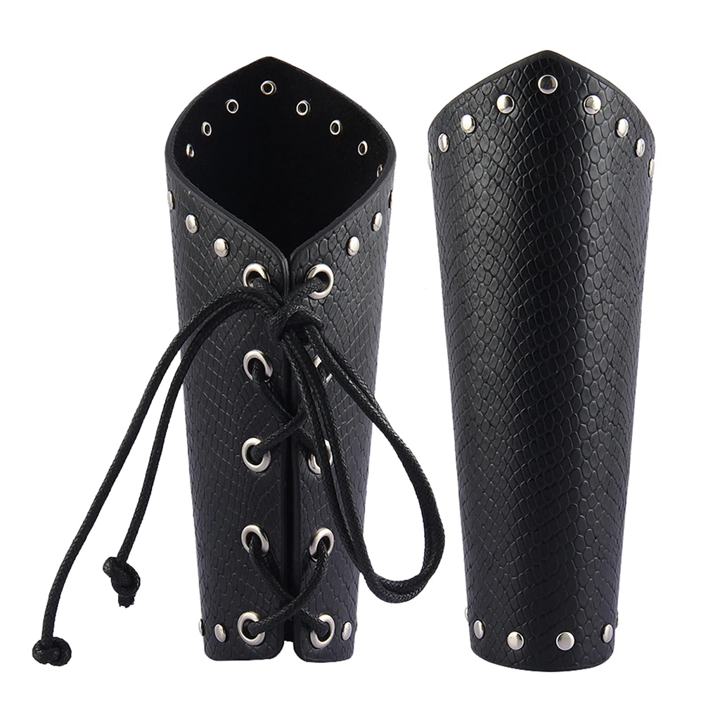 

2 Piece Punk Rock Gothic Leather Wrist Bracer Guards Arm Protector Wristband 23.5 x 20cm