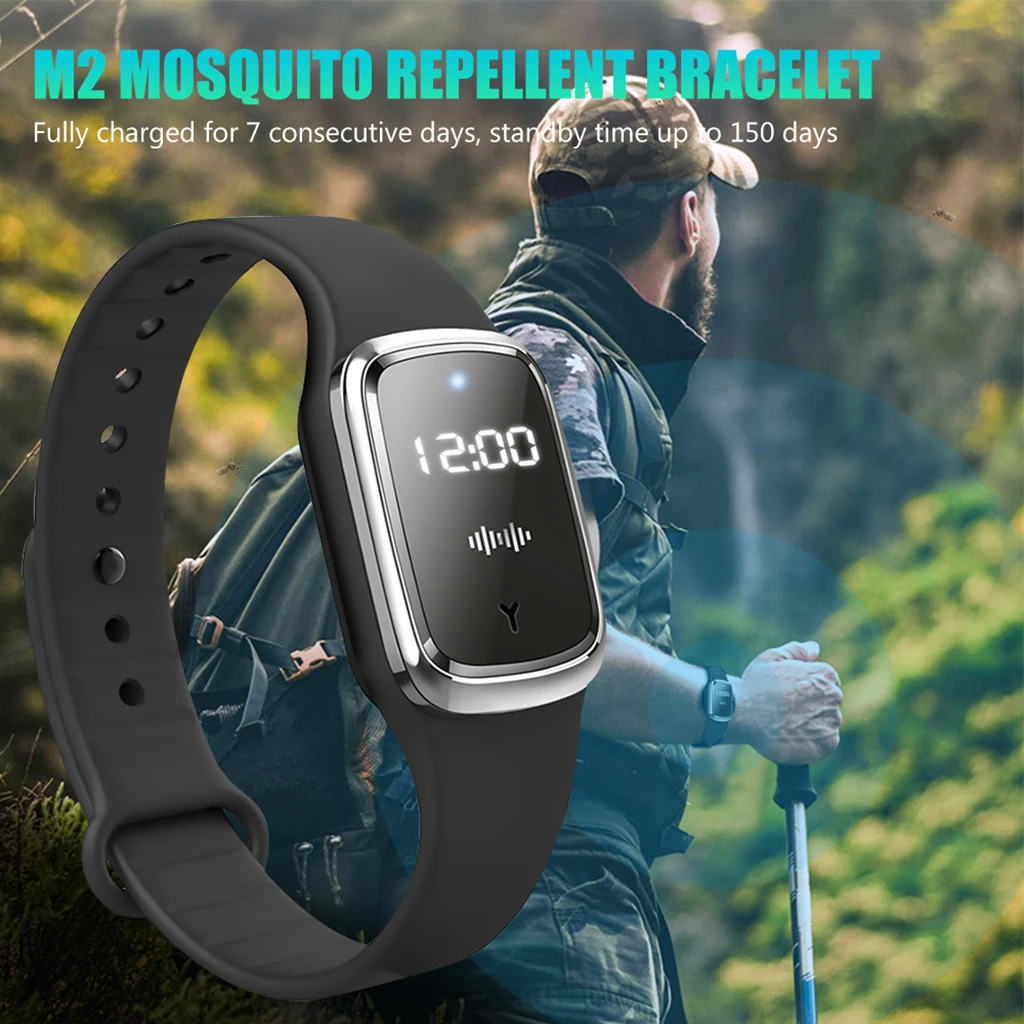 

Ultrasonic Mosquito Repellent Smart Watch Time Display Outdoor Pest Dispeller